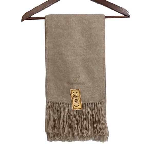 Alpaca Camargo Accessories - Alpaca Camargo Scarf Beige Tan Long Scarf Cozy Fuzzy Soft